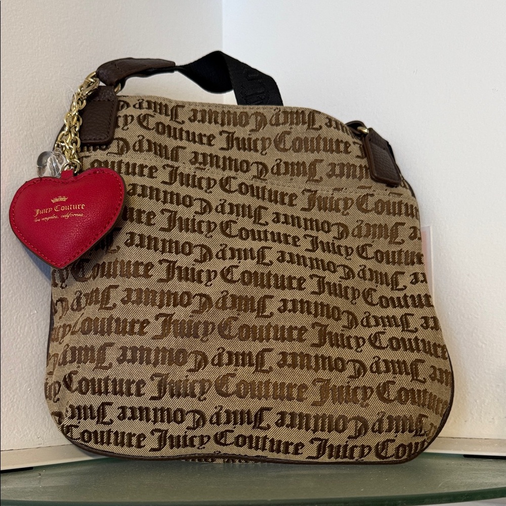 Juicy Couture Tan and Brown Monogram Shoulder Bag
